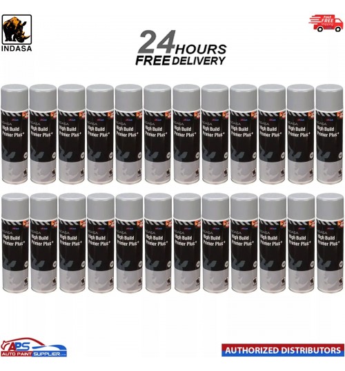 24X INDASA HIGH BUILD PRIMER+ AEROSOL GREY SPRAY PAINT 500ML